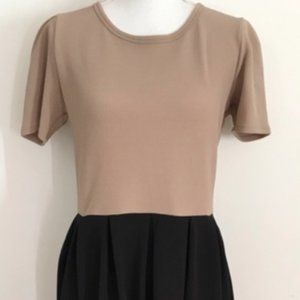 LulaRoe Amelia Color-block Tan & Black Dress